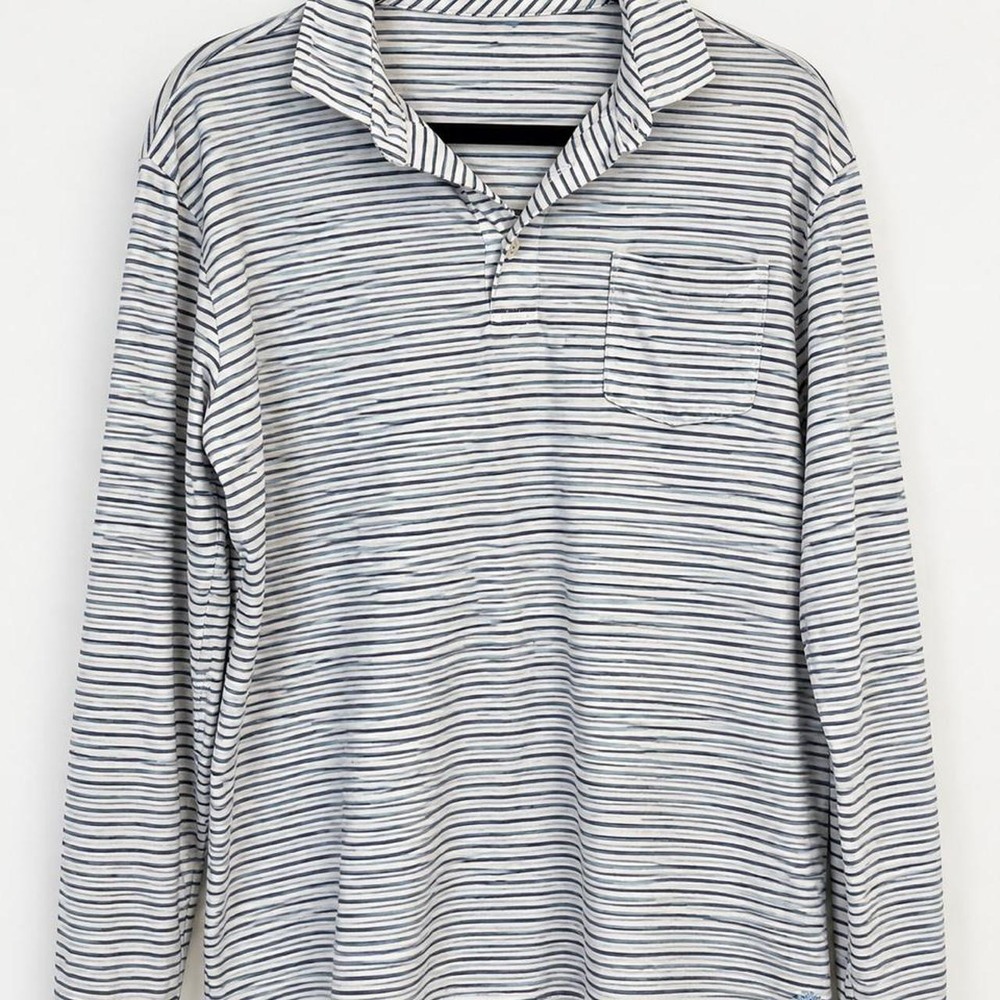 Peter Millar Mountainside Collection Striped Long Sleeve Polo — Men's Medium
